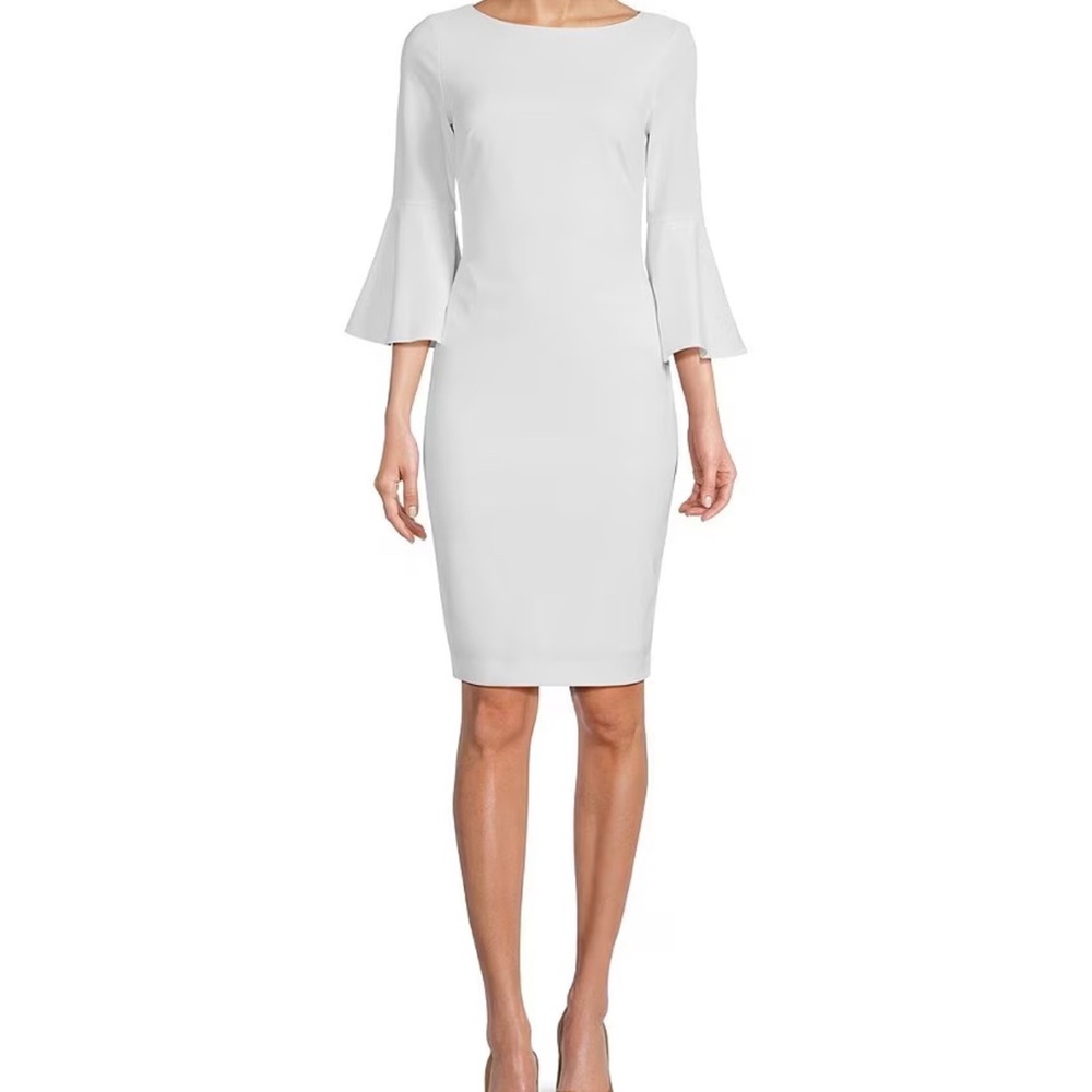Calvin Klein
3/4 Bell Sleeve Boat Neck Sheath Dress